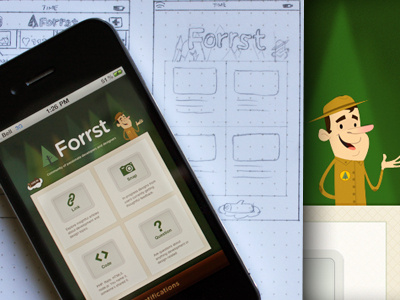 Forrst App app design green iphone sketch ui user interface ux