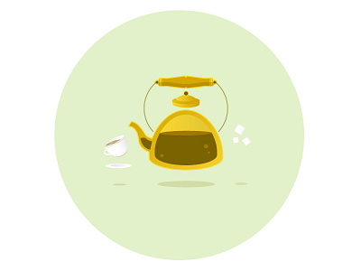 Kettle coffee cup flat icon kettle sugar tea vector