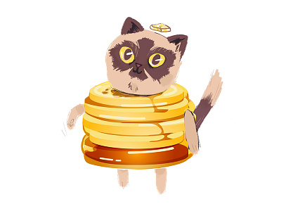 Miss Kitty Hotcakes animal cat character food illustration kitten kitty pancakes