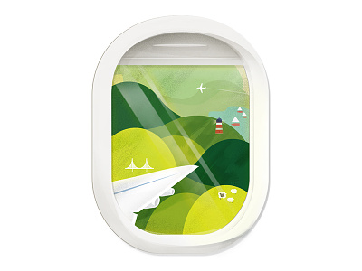 Series of various "windows" 01 airplane boat illustration landscape travel
