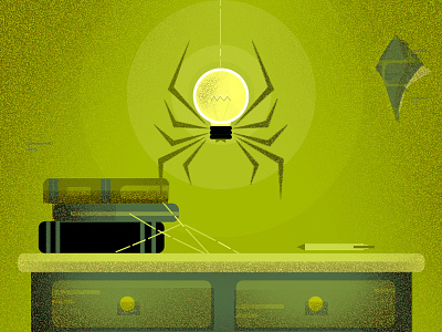 Spider Buddy desk editorial green icon idea illustration insect office spider