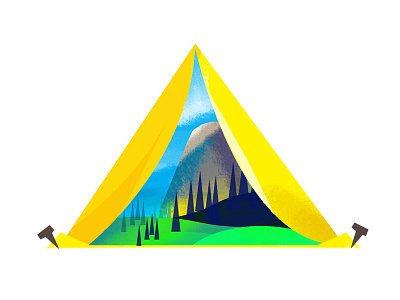 View of Half Dome california camping forest google half dome illustration mountain scenery tent yosemite