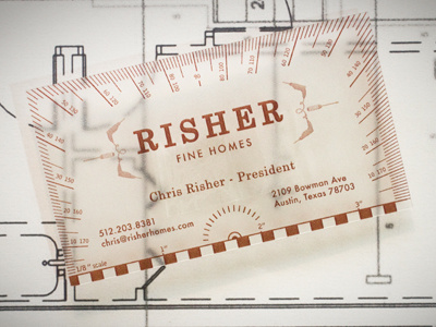 Risher Business Card architect austin business card clear homes identity texas