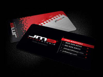 JM9 Design Studio - Business Card black branding business card creative designer graphic design jm jm9 red silk spot uv