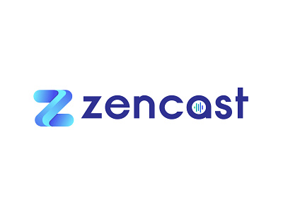 Zencast app blue brand branding busines card design flat icon identity illustrator lettering logo minimal podcast ui z logo