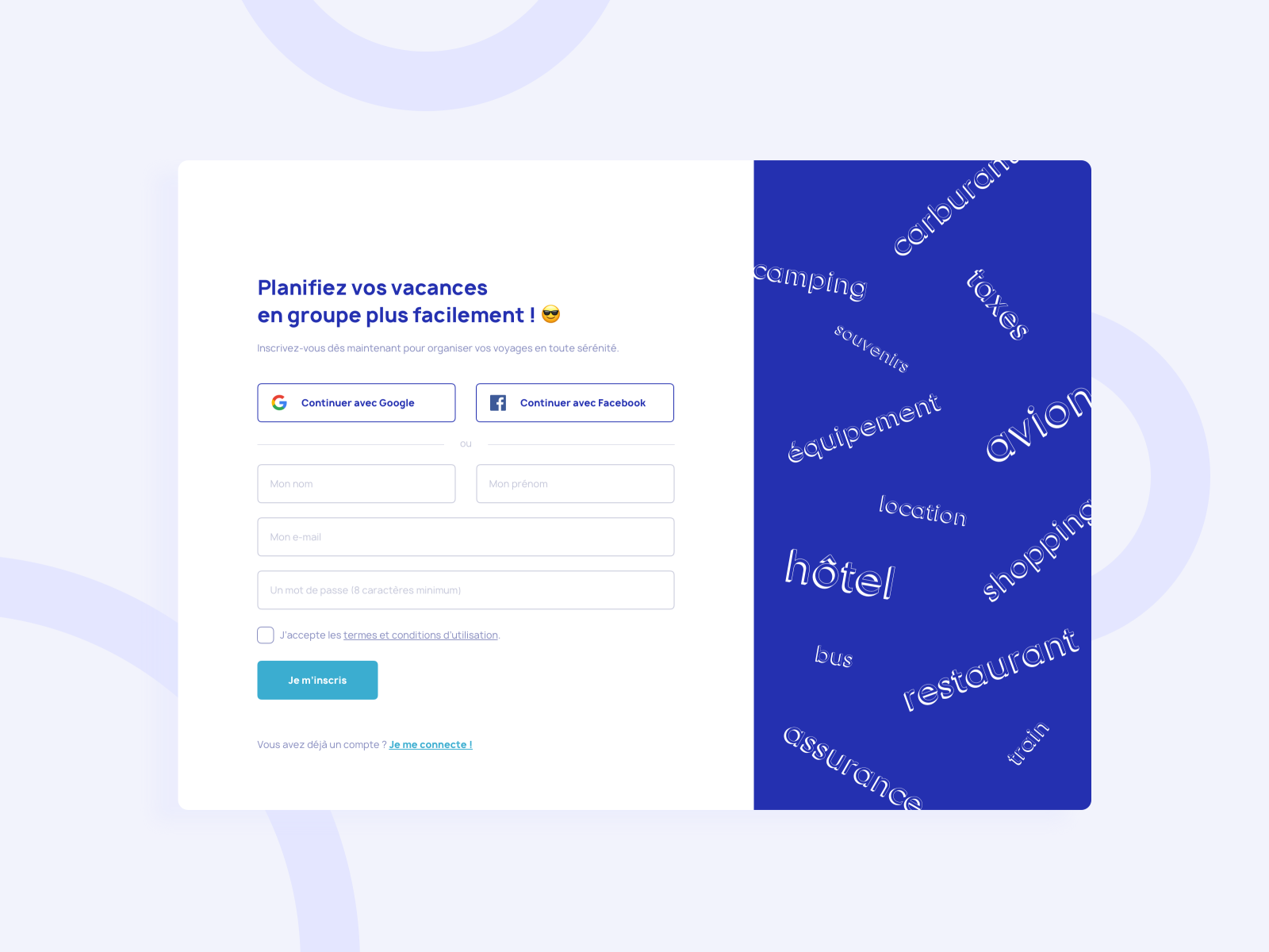 Sign up Group travel planner by Christiane Oubly on Dribbble