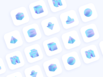 App icons - 3D geometric gradient exploration 3d app icon color dailyui dailyui 005 dailyui challenge design exploration fluid geometry gradient graphics liquid logo shape solid space ui vector