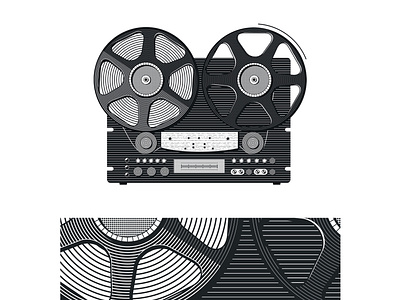 Vintage tape recorder vector illustration black and white flat icon illustration lineart music art vector vintage