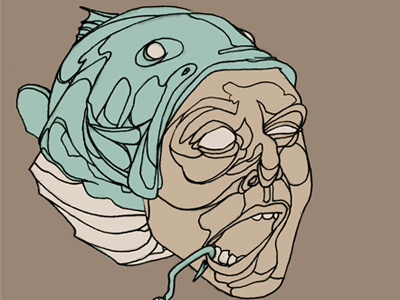 Fish on! bass concept drawing face fish illustration portrait wip