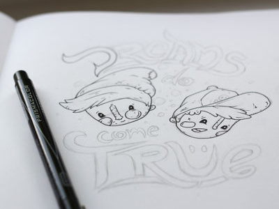 Dreams cartoon character drawing dreams illustration pen type typography