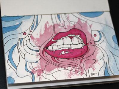 Lip Gloss drawn hand illustration lips watercolor