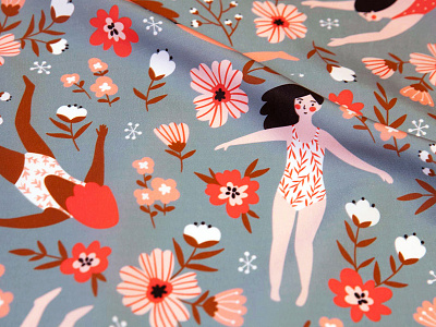 My new fabric print - Floral bath