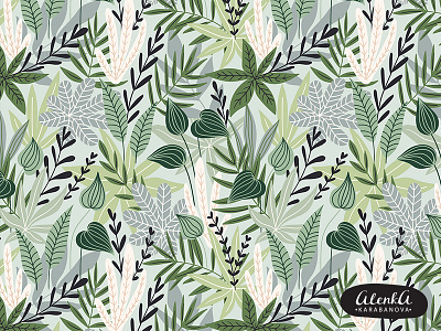 Greenery design fabricdesign green leaves pattern print printshop sale seamlesspattern society6 tropical