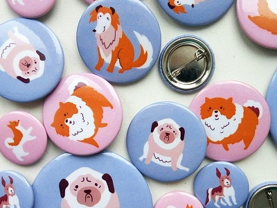 Tiny dogs animal cute design dog drawing graphics illustration pin sale