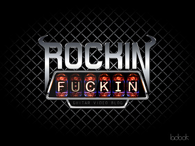 Rockin Fuckin logo amplifier guitar render vector