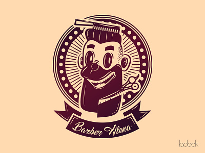 Barber Alena logo barbershop illustration logo vector