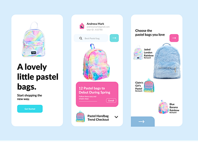 Pastel -Bags Mobile Apps animation app bags branding color design handbags mobile app mobile ui ui ux vector