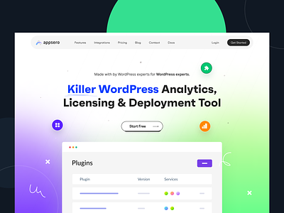 Appsero Redesign: Landing Page / Home Page UI