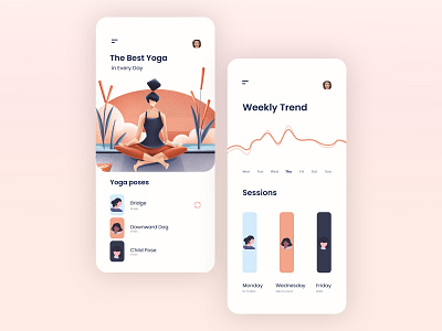 User interface - Yoga App 2019 android app art app illustration creative design fitness app illustration interaction interface iso mobile uidesign uxdesign workout yoga yoga app