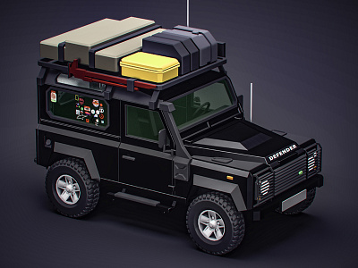 My defender 3d 3d art camper car cgi d90 defender illustration isometric land rover offroad render vectary