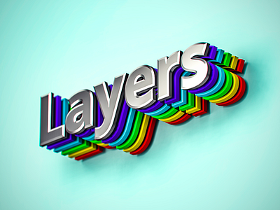 Layers 3d cg chromatic colors layers metal render shadows typography