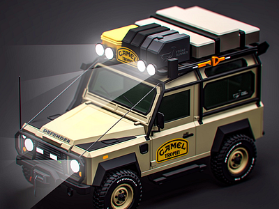 Camel Trophy the slowest car race of the planet... camel camping car cartoon cg defender expedition graphicdesign isometric lowpoly model offroad render trophy