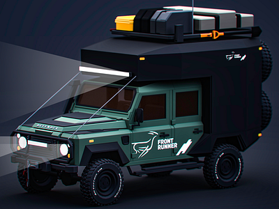 Family Holiday 3d camper cg d90 defender graphicdesign landrover lowpoly model