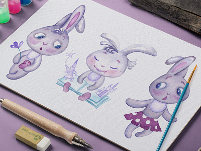 Watercolor Bunnies