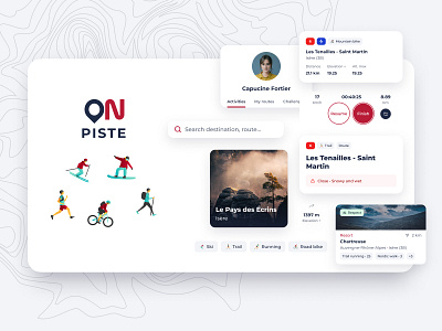 On Piste — UI Library android app application card design ios ios app design ios screens map mobile mobile design outdoor pattern product design profile screens sport ui ui library ux