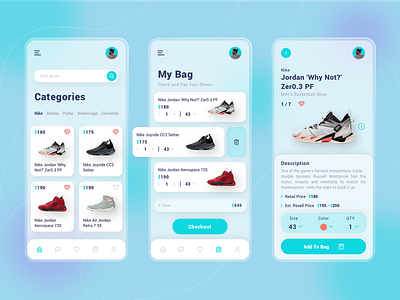 Shoes Retail Mobile App app branding design gradient mobile app onboarding shoes shoes app shoes store shopping shoes ui ux vector
