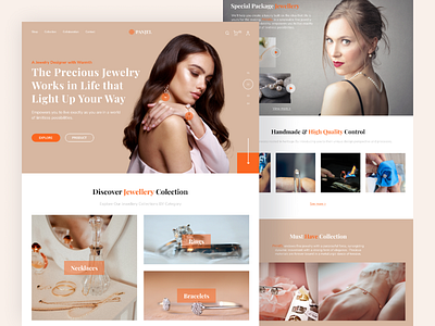 PANJEL - Jewelry Shop Landing Page accesories bracelete branding cleandesign homepage iconhub jewellery jewelry jewelry design landingpage necklace oww rings ui uidesign uiplus uiux webdesign