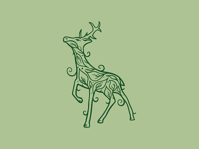 Deer Leaf animal buck deer drawing green illustration ipadpro leaf line art nature procreate
