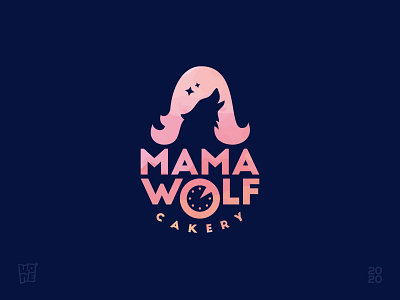 Mama Wolf animal cake candy girl hair howling mama negative space stars sweets wolf women