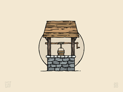 Wishing well fetching hand drawn illustration natural organic rustic source water well wish