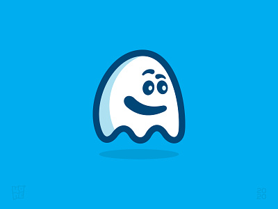 Curious Ghost app blue cartoon curiosity cute ghost icon modern shadow simple specter