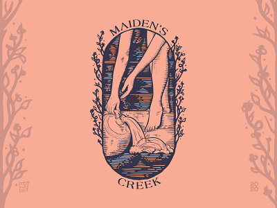 Maiden's creek creek design drawing girl handrawn illustration logo maiden procreate stream water young