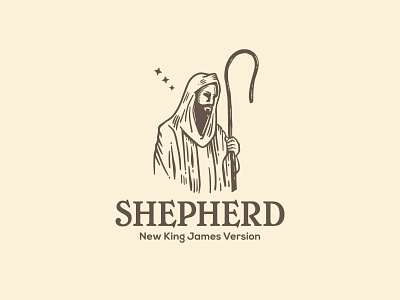 Shepherd bible cane guard guide herder herdsman illustration jesus leader logo procreate protector shepherd