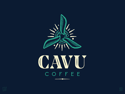 Cavu Coffee airplane brand coffee drawing hand drawn propeller sun