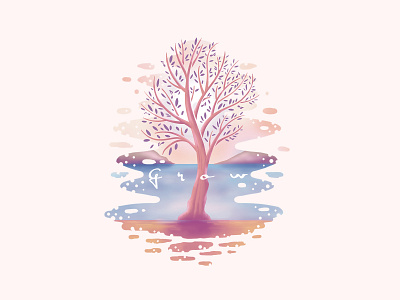 Grow (Tree) calm grow illustration lake nature pastels t shirt tree
