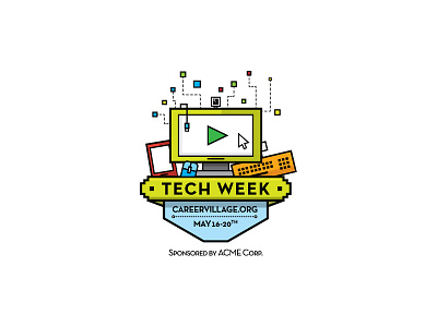 Tech Week badge colorful geek keyboard mouse outline phone tech technology