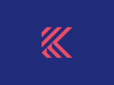 K Letter 3d flag iconic k letter line art modern monogram one stroke personal shadow simple