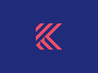 K Letter 3d flag iconic k letter line art modern monogram one stroke personal shadow simple