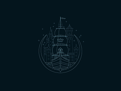 Swan Prince castle line art night prince ship swan theatre