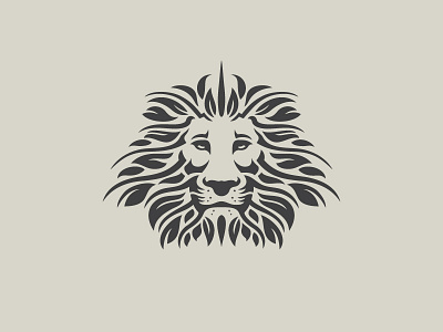 Lion Leaves hand drawn illustration jungle king leaves line art lion lion head mane modern nature