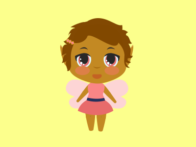 Pink Fairy chibi cute fairy flat pink simple vector