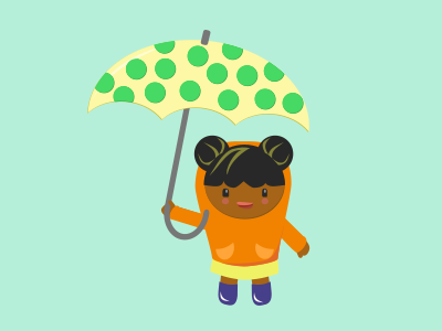 Umbrella Girl black girl bright colorful cute flat design hoodie kawaii rain umbrella