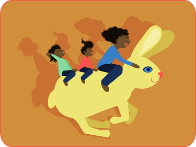 Rabbit Riders family fun illustration vector weird