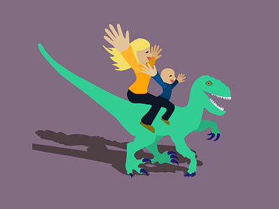 Velociraptor Family Portrait cute dinosaur family flat funny humor illustration portrait simple vector