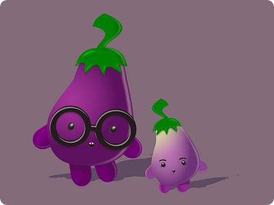 Eggplant Dance anthropomorphic cute eggplant food