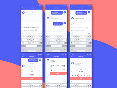 Flight Chatbot app chatbot design flight app uidesign